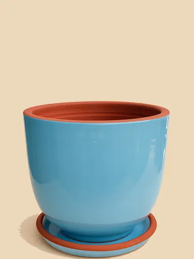 Mavi Sırlı Saksı No 4 Ø27cm
